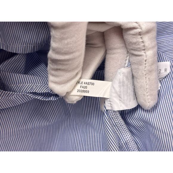 New J Crew Top 2X Womens Blue Striped Ruffle Collar Button Down Shirt Blouse - Picture 9 of 9